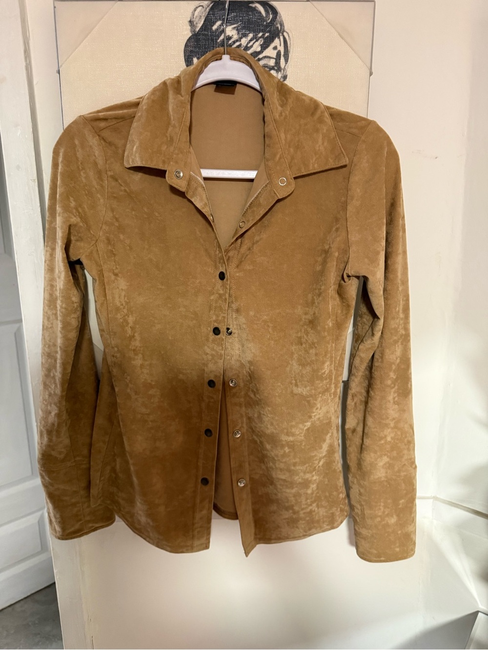 Moda International Suede-Texture Button-Front Shirt Jacket - Brown